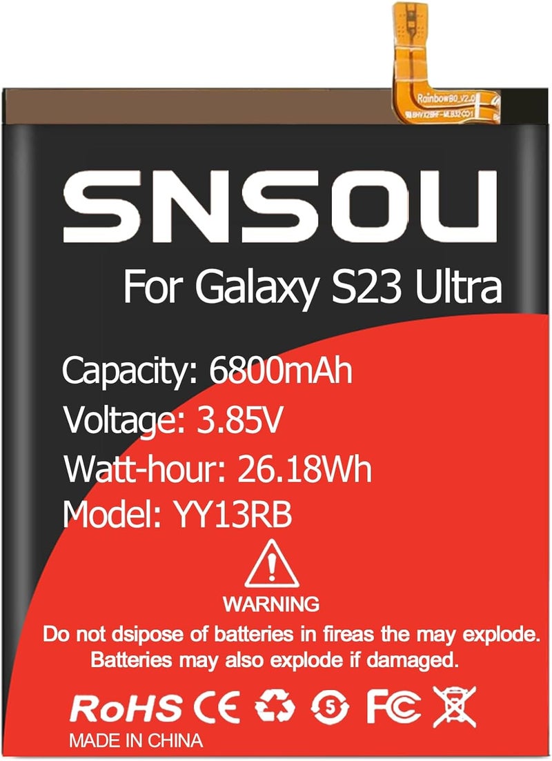 SNRONEW Galaxy S23 Ultra Battery, (2024 Upgraded) 6800mAh EB-BS918ABY Li-Polymer Battery Replacement Compatible with Galaxy S23 Ultra 5G SM-S918U SM-S918U1 SM-S918B with Screwdriver Tool Kit - Image 5